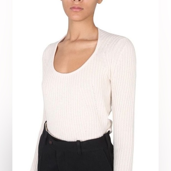Proenza Schouler White Label Ribbed-Knit Sweater Cream Size L - Picture 2 of 11